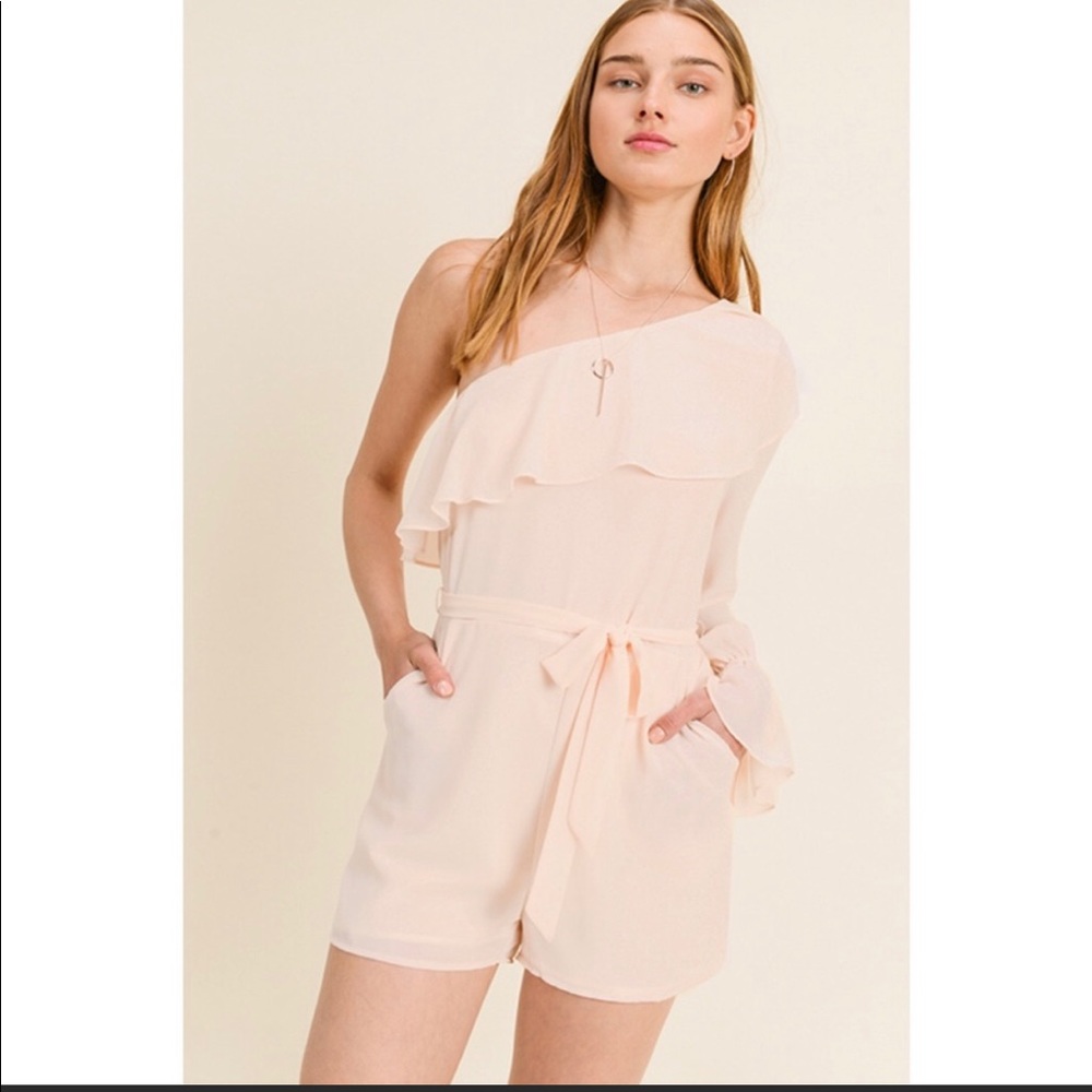 NEW - Light Pink One Shoulder Romper